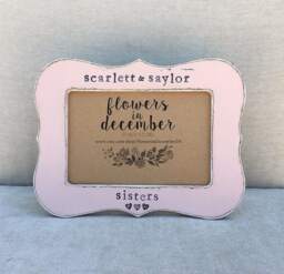 Personalized Sisters Picture Frame Rustic Wood Decor, Custom Names - thumbnail 1