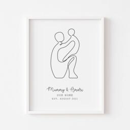 Personalised Mother & Child Line Art Print - A4 Or A3 - thumbnail 1