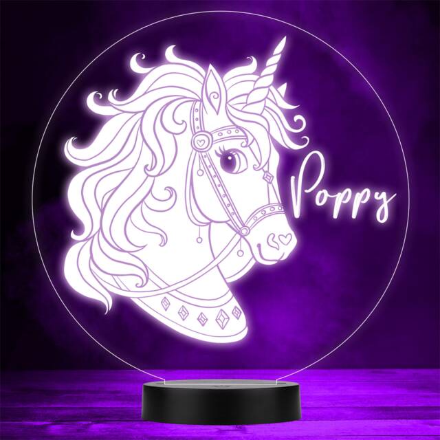 Pretty Unicorn Head With Bridle Horse Gift Colour Change Night Light - image 1