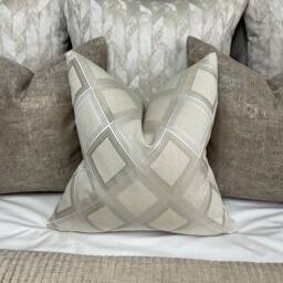 Geometric Pillow Cover, Calico Power Cream Ivory Gold Luxury Cushion Scatter Sham, Designer Fabric - Modern Design - thumbnail 4