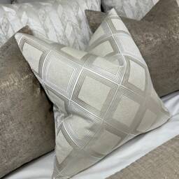 Geometric Pillow Cover, Calico Power Cream Ivory Gold Luxury Cushion Scatter Sham, Designer Fabric - Modern Design