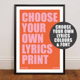Custom Song Lyric Print, Unframed, Personalised Music Wall Art - thumbnail 1