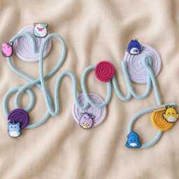 Personalised Wire Name Sign. Squishmellow Theme French Knitted Nursery Wall Decor, Gift - thumbnail 1