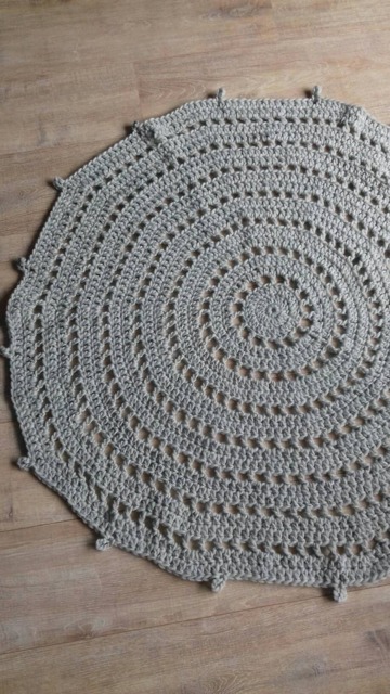 Crochet Around Rug, Gray Cool Handmade Crochet Woolen Carpet, Carpet - image 1