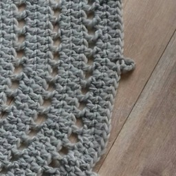 Crochet Around Rug, Gray Cool Handmade Crochet Woolen Carpet, Carpet - thumbnail 3