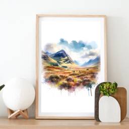 Glencoe Poster Print Set - Of 3 Posters - Watercolour Picture Painting Wall Hanging Artwork Art Scotland Travel Decor - thumbnail 2