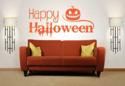 Happy Halloween Quote. Vinyl Wall Art Sticker Decal Mural. Home, Decor. Party, Mirror, Window. Pumpkin. Jack O Lantern - thumbnail 1