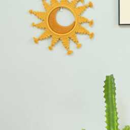 Sun & Moon Macrame Boho Wall Hanging, Yoga Decor - thumbnail 3