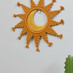 Sun & Moon Macrame Boho Wall Hanging, Yoga Decor - thumbnail 2