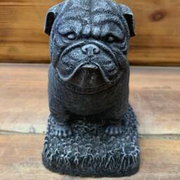 Stone Garden Sitting Bulldog Dog Union Jack Statue - thumbnail 4