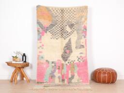Authentic Boujaad Rug, Pink Moroccan Rug 4x7 Ft
