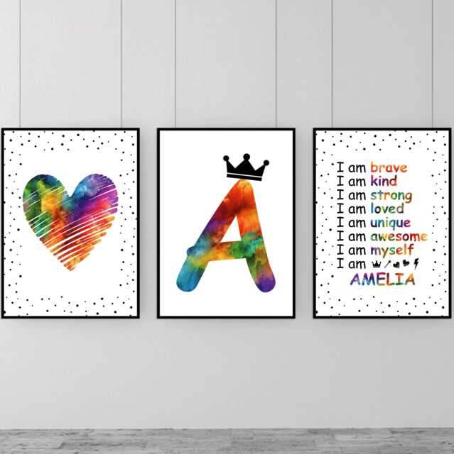 Personalized Girls Room Prints Set Of 3 Positive Affirmation Wall Art - image 1