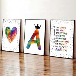 Personalized Girls Room Prints Set Of 3 Positive Affirmation Wall Art - thumbnail 2