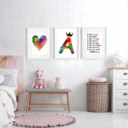 Personalized Girls Room Prints Set Of 3 Positive Affirmation Wall Art - thumbnail 3