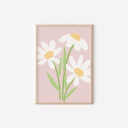 Personalised Set Of 3 Girls Pink Floral Daisy Themed Wall Art Prints For Bedroom, Nursery Or Playroom - thumbnail 3