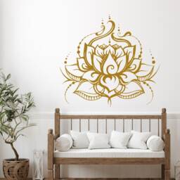 Lotus Wall Decal, Home Yoga Studio Decor, Flower Vinyl Sticker, Bohemian Bedroom Decals, Living Room Above Bed - thumbnail 3
