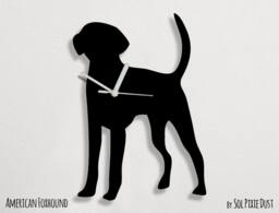 American Foxhound Dog - Wall Clock Silhouette - thumbnail 1