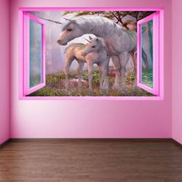 Unicorn Fairytale Fantasy Forest Wall Stickers Mural Decal Print Art Kids Girls Bedroom Decor Az41 - thumbnail 3