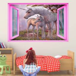 Unicorn Fairytale Fantasy Forest Wall Stickers Mural Decal Print Art Kids Girls Bedroom Decor Az41 - thumbnail 2