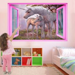 Unicorn Fairytale Fantasy Forest Wall Stickers Mural Decal Print Art Kids Girls Bedroom Decor Az41 - thumbnail 1