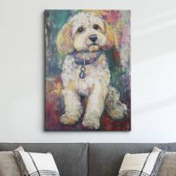 Cockapoo Abstract Oil Painting Framed Print & Canvas Large Sizes Luxury Wall Art Poster Pet Home Decor Interior Dog Lover Gift - thumbnail 1