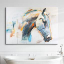 Horse Abstract Pastel Oil Painting Framed Print & Canvas Large Luxury Animal Wall Art Poster Home Decor Interior Lover Gifts - thumbnail 1
