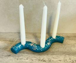 Handmade Jesmonite Terrazzo Candle Holder Scandi Squiggle Candlestick - thumbnail 1
