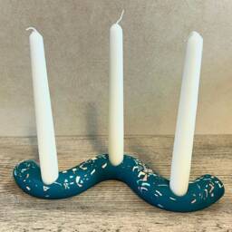 Handmade Jesmonite Terrazzo Candle Holder Scandi Squiggle Candlestick - thumbnail 2