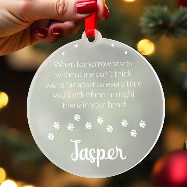 Pet Christmas Memorial Decoration - Dog Ornament Plaque Loss Cat With Red Bag - image 1