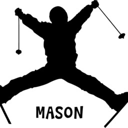 Personalized Ski Decal, Skier Wall Art, Custom Name Sign, Snow Sports Artwork, Winter Design, Kids Skiing Room - thumbnail 2