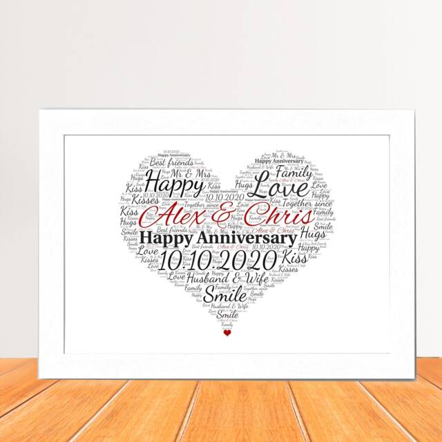 Personalised Couples Anniversary Print - Word Art Print - Gift For Her Wife Husband Girlfriend Wedding - image 1
