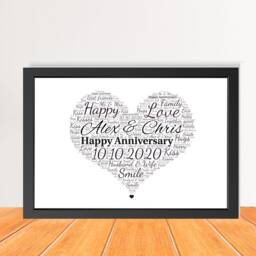 Personalised Couples Anniversary Print - Word Art Print - Gift For Her Wife Husband Girlfriend Wedding - thumbnail 3