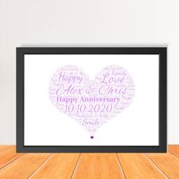 Personalised Couples Anniversary Print - Word Art Print - Gift For Her Wife Husband Girlfriend Wedding - thumbnail 2