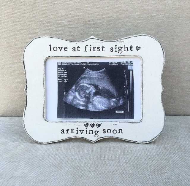 Ultrasound Picture Frame, Baby Shower Gift, Personalized Gender Reveal Love At First Sight Frame - image 1