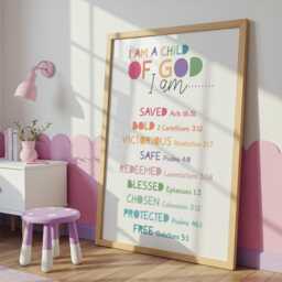 Christian Wall Art, Set Of 3, Child God, Affirmation Prints, Motivational Bible Verse Sunday School Decor - thumbnail 2