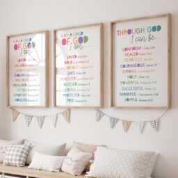 Christian Wall Art, Set Of 3, Child God, Affirmation Prints, Motivational Bible Verse Sunday School Decor - thumbnail 1
