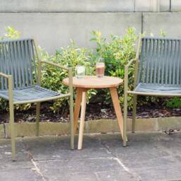 Outdoor Bistro Table - Solid Oak Mid Century Design - thumbnail 3