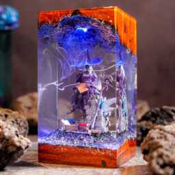 Recluse E-D3N Ring Resin Lamp, Nightreign Diorama Night Light, Dark Fantasy Epoxy Wood Handmade Gamer Room Decor - thumbnail 2