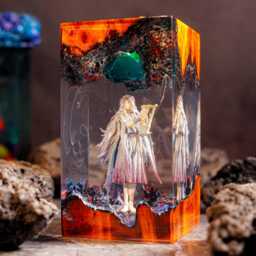 Recluse E-D3N Ring Resin Lamp, Nightreign Diorama Night Light, Dark Fantasy Epoxy Wood Handmade Gamer Room Decor - thumbnail 4