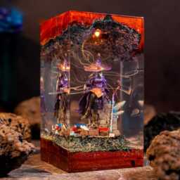 Recluse E-D3N Ring Resin Lamp, Nightreign Diorama Night Light, Dark Fantasy Epoxy Wood Handmade Gamer Room Decor - thumbnail 2