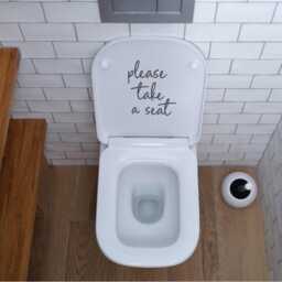 Please Take A Seat Bathroom Wall Decor Sticker Funny Toilet Art Signs - thumbnail 2
