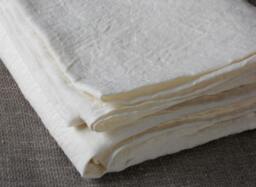 Ivory Linen Flat Bed Sheet Stonewashed Rustic Flax Bedding - thumbnail 1