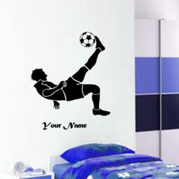 Football Player Custom Name Wall Sticker Boys Bedroom Vinyl Decal Soccer