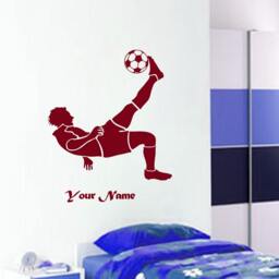 Football Player Custom Name Wall Sticker Boys Bedroom Vinyl Decal Soccer - thumbnail 2
