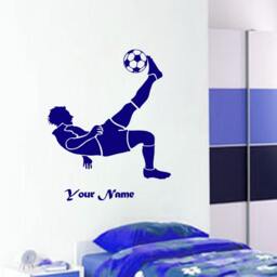 Football Player Custom Name Wall Sticker Boys Bedroom Vinyl Decal Soccer - thumbnail 3