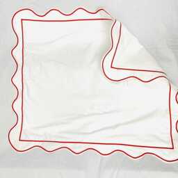 400 Thread Count White Cotton Sateen Hotel Stitch Pillow/Euro Sham in Scalloped Edge Piping & Border - thumbnail 2
