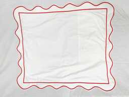 400 Thread Count White Cotton Sateen Hotel Stitch Pillow/Euro Sham in Scalloped Edge Piping & Border