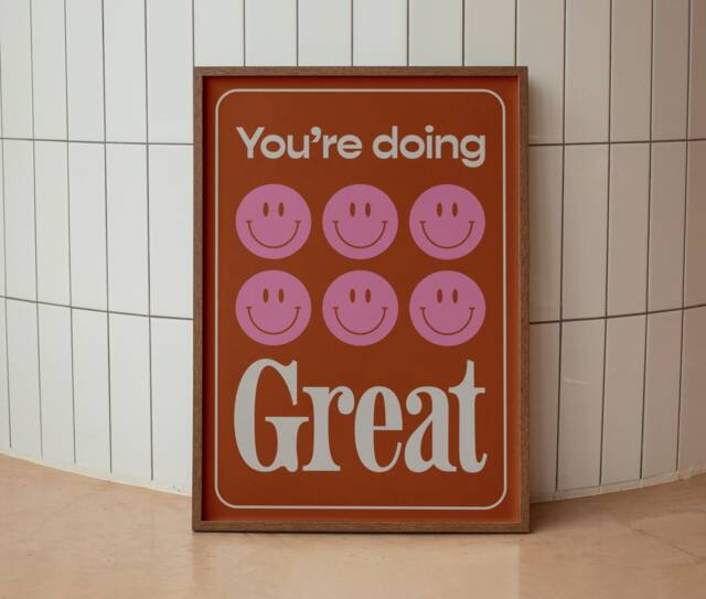 You're Doing Great - Typography Print Wall Art A4 Unframed Decor Bold Colours Typographic A3 A5 Graphic Poster - image 1