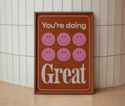 You're Doing Great - Typography Print Wall Art A4 Unframed Decor Bold Colours Typographic A3 A5 Graphic Poster - thumbnail 1