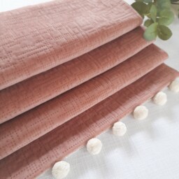 Blush Textured Velvet Blackout Lined Roman Blind With Pom Trim - thumbnail 3